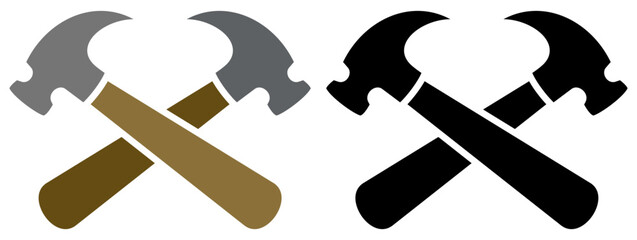 Crossed hammer icon, simple flat style, vector illustration, symbol, design logo template pictogram, for ui or ux isolated on white for mobile app, editable