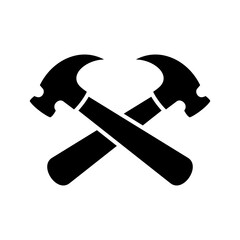 Crossed hammer icon, simple flat style, vector illustration, symbol, design logo template pictogram, for ui or ux isolated on white for mobile app, editable