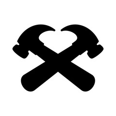 Crossed hammer icon, simple flat style, vector illustration, symbol, design logo template pictogram, for ui or ux isolated on white for mobile app, editable
