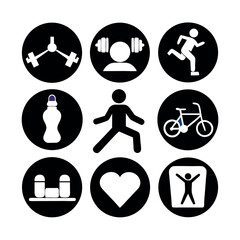 Fitness and Healthy Lifestyle Icons Vector Set - Workout, Exercise, and Wellness Symbols
