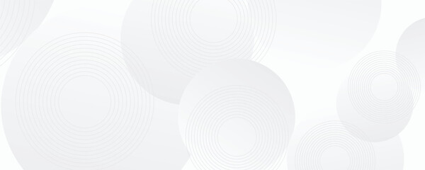 White geometric abstract background overlap layer on bright space with lines effect decoration. Modern graphic design element circles style concept for banner, modern vector arts