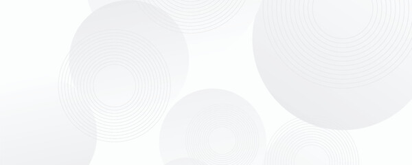 White geometric abstract background overlap layer on bright space with lines effect decoration. Modern graphic design element circles style concept for banner, modern vector arts