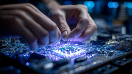 Hand threading wire into a microcontroller board for projects