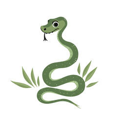 Naklejka premium Playful green snake coiled with charming features and a cheeky expression on a transparent background
