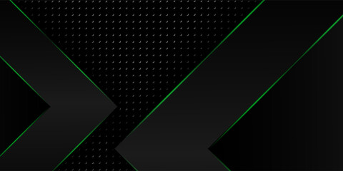 Dark steel mesh abstract background with green glowing lines with space for design. Modern technology innovation concept background © saputra julian