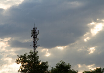 A tower with writing on it