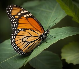 Fototapeta premium butterfly on a leaf