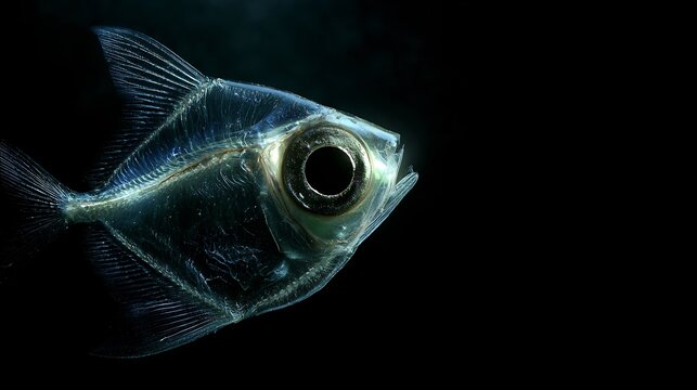 Deep sea hatchetfish showing counter illumination behavior glowing belly dark ocean evolutionary survival concept for marine science stock usage