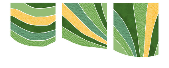 Flat eco vineyard poster with illustration of rural farmland, grape field, corn design, green texture, collage layout, background pattern, tea vector, abstract nature, countryside view, agro wine