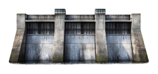 Dam for Engineering and Water Management - Isolated on White Background