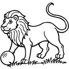 A lion in a garden with different activities kids coloring pages