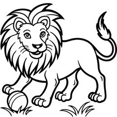 A lion in a garden with different activities kids coloring pages