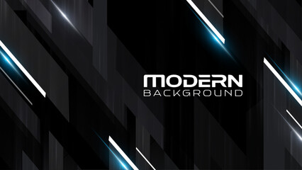 Digital Space with Angular Abstract Elements. Hi-Tech Look with Clean Dark Space. Neon Lines Shine Elegant Gradient Black Layers. Digital Innovation Theme Graphic Background. Conceptual Design.

