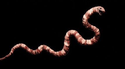 Obraz premium A coiled snake against black