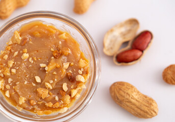 peanut butter in a glass bowl