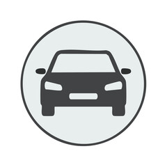Car Icon Illustration in a Gray Circle isolated on White Background