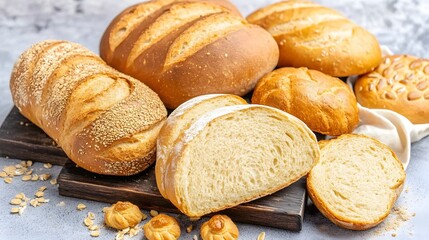 Naklejka premium Assortment of Fresh Baked Breads and Rolls