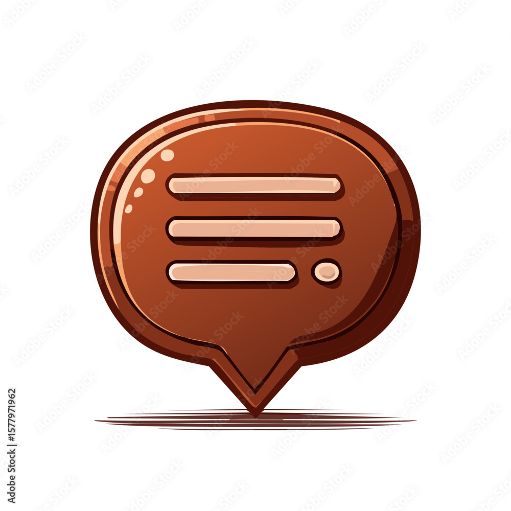 Fototapete brown speech bubble icon displaying text lines for message communication