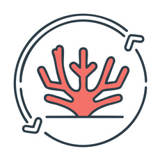 Fototapeta premium Coral Growth Icon with Circular Arrow Pattern for Marine Ecosystems