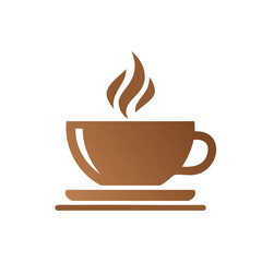 Obraz premium Stylized hot brown beverage in a cup with steam, served on a saucer for digital art