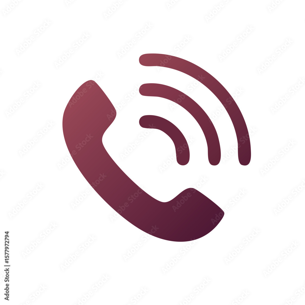 Poster abstract telephone receiver icon with sound waves in modern color scheme for communication design
