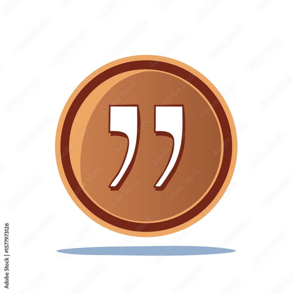 Fototapete bronze coin with quotation marks for text bubbles or dialogues