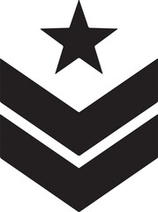 Military Rank Insignia Silhouette Representing Corporal or Similar Rank Two Chevrons with Point Upward and Star Above Emblem of Military Service