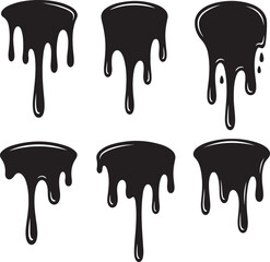 Black Dripping Paint or Liquid Shapes Collection Vector Art Illustration with Different Variations for Decoration and Creative Designs