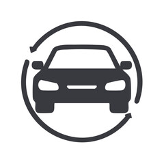 Automotive Vehicle Car Rotation Concept with Arrow Icon Symbol Sign