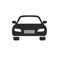 Obraz premium A simple isolated black car drawing. Car icon illustration. Vehicle design elements. Automobile clipart and front view.