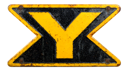Y Intersection sign, isolated on white background 