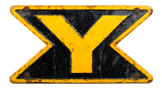 Y Intersection sign, isolated on white background 