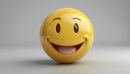 Fototapeta premium High-quality 3D render of a classic yellow smiley face emoji with a glossy surface and soft reflections isolated on a white background