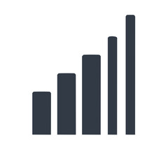Abstract Signal Strength Graph Representing Connectivity with Bars Showing Increased Strength Levels in a Vertical Format for Web Use