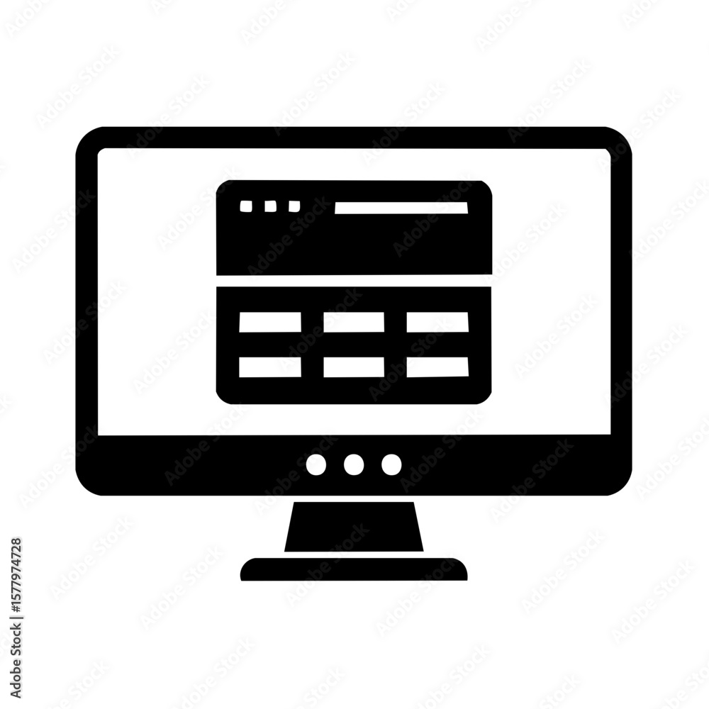 Leinwandbilder Desktop Computer Displaying Software Interface Icon Illustration for Applications and Technologies