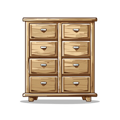 Fototapeta premium Hand-drawn Illustration of Rustic Wooden Chest with Multiple Drawers