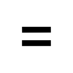 Equals mathematical symbol on white backdrop indicating equivalence and balance