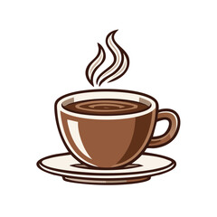 Obraz premium Cup of hot coffee drink illustration with steam on saucer