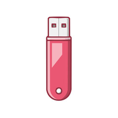 Pink USB Flash Drive for Data Storage and Transfer Simple Icon Illustration