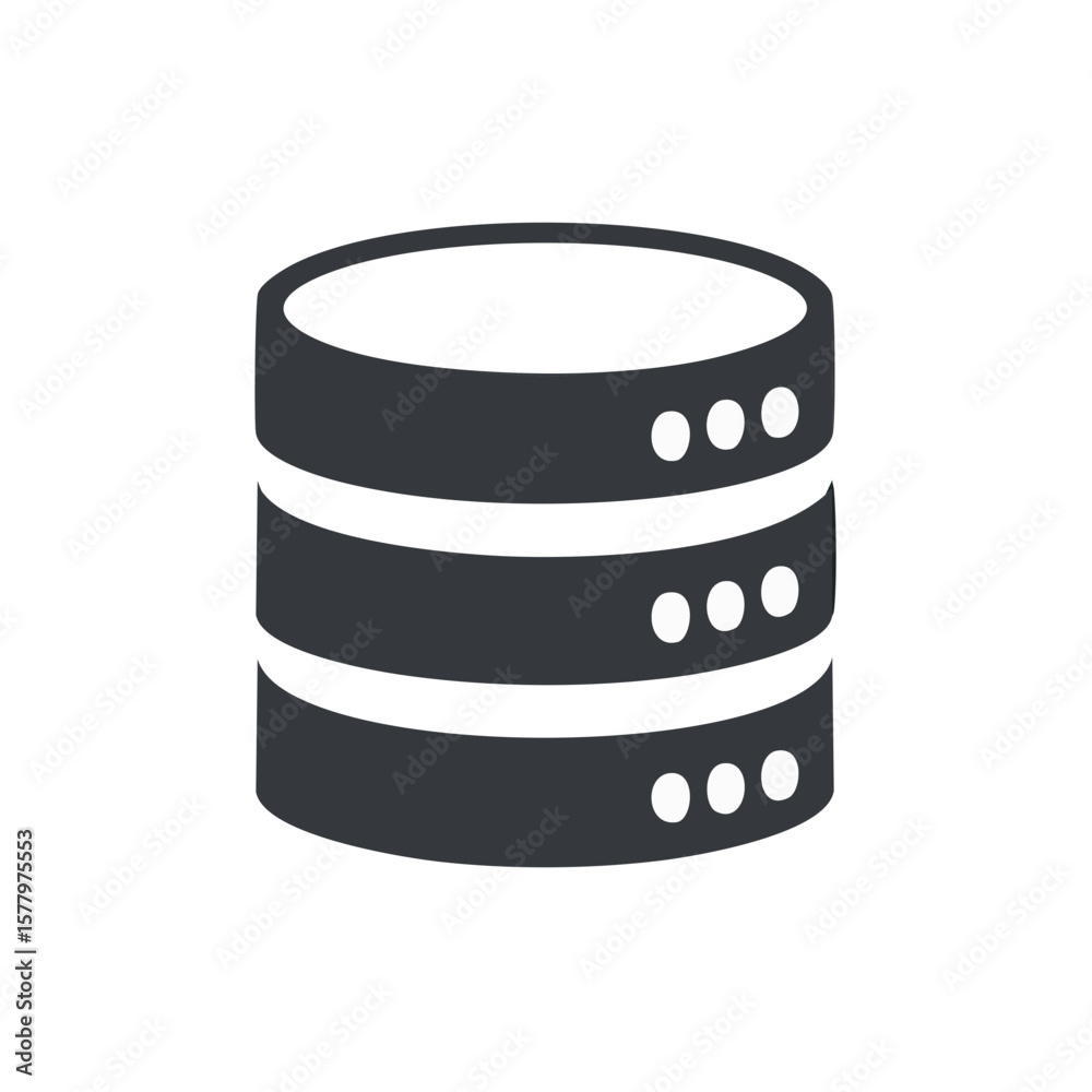 Poster database icon illustration stacked data storage server system symbol