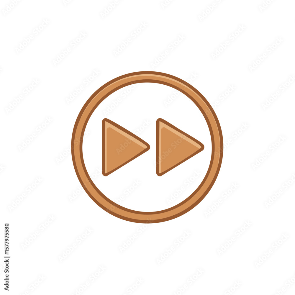Poster forward button in circular frame for user interface and media player controls representing advancing