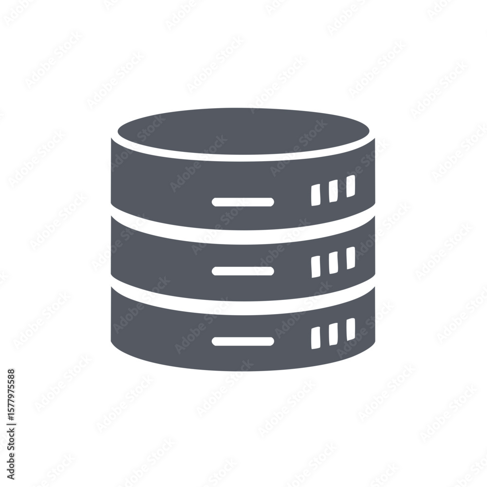 Poster abstract server data base stack, server disk array symbol, server data storage