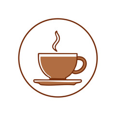 Obraz premium Coffee Cup Icon, Hot Drink, Minimalist Brown and White Illustration, Cafe Beverage, Flat Vector Design
