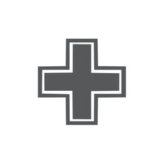 Fototapeta premium Gray Cross Symbol Illustration on White Background Depicting Healthcare First Aid Emergency
