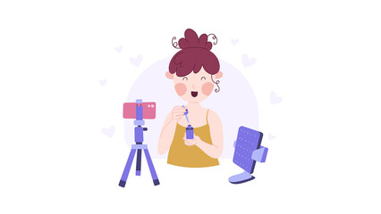 Influencer Recording Vlog Illustration - Transparent PNG
