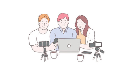 Influencer Recording Vlog Illustration - Transparent PNG