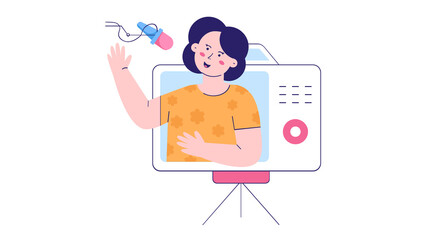 Influencer Recording Vlog Illustration - Transparent PNG