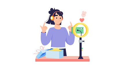 Influencer Recording Vlog Illustration - Transparent PNG