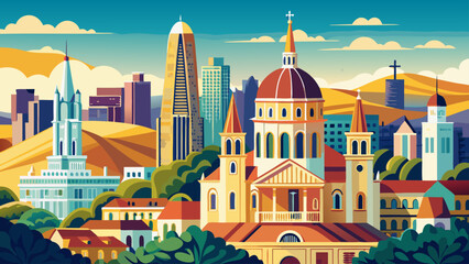 St. Peter and Paul Church in San Francisco with City in Backgrouind