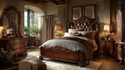 Fototapeta premium Elegant, antique-style bedroom suite